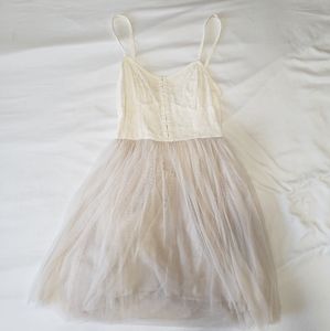 Beige spaghetti strap mini dress